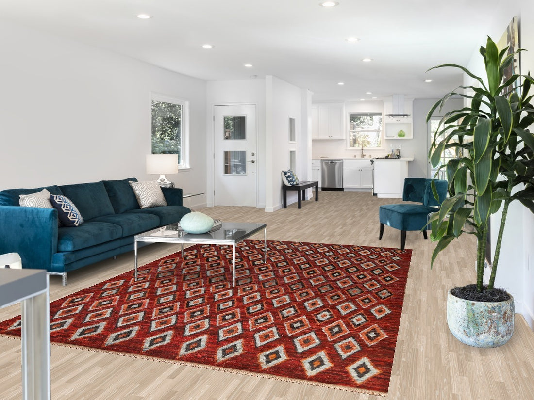 All-Over Geometric Moroccan Wool Area Rug 7x10