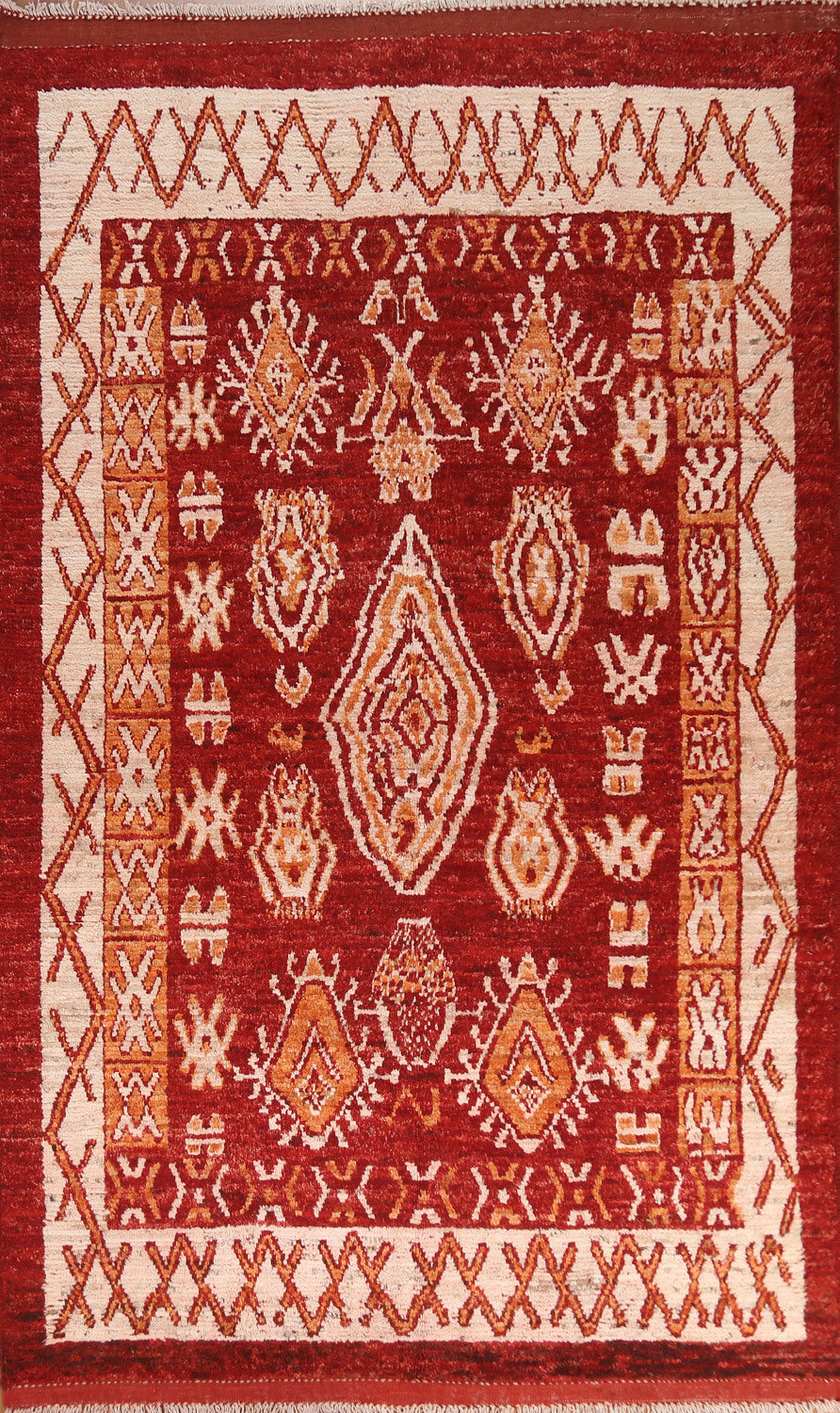 Geometric Red Moroccan Area Rug 7x10