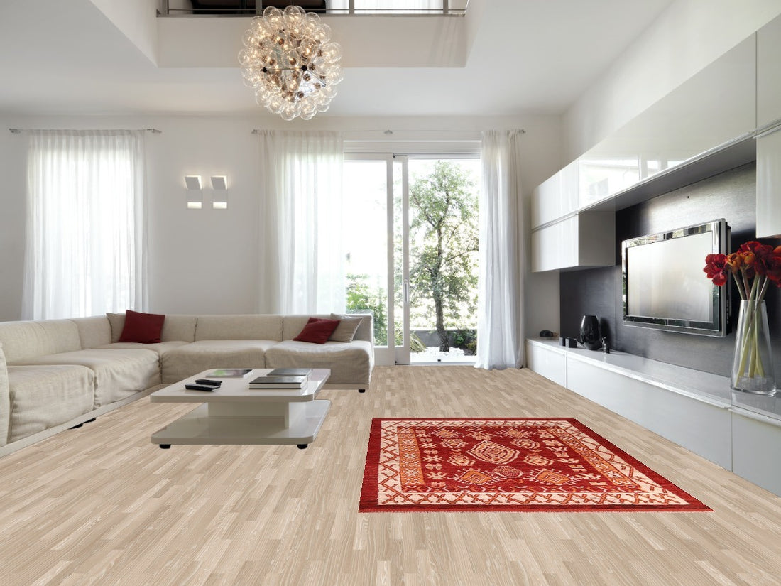 Geometric Red Moroccan Area Rug 7x10