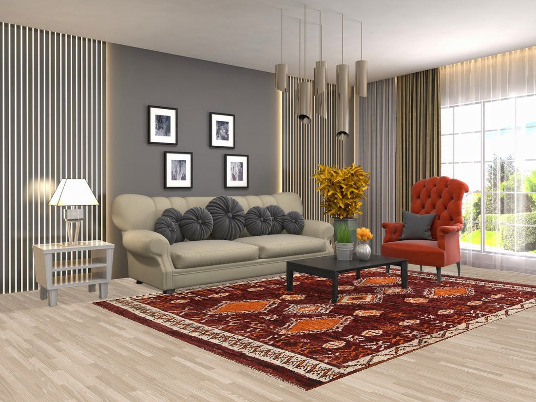 Geometric Moroccan Wool Area Rug 7x10