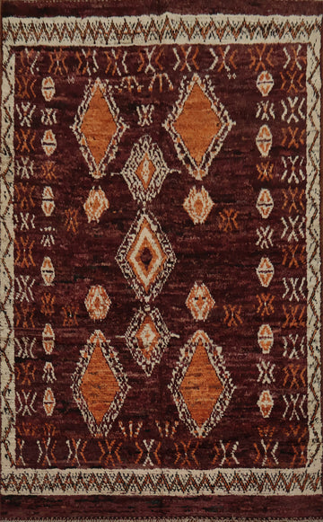Bohemian Charm Diamond Moroccan Wool Area Rug 7x10