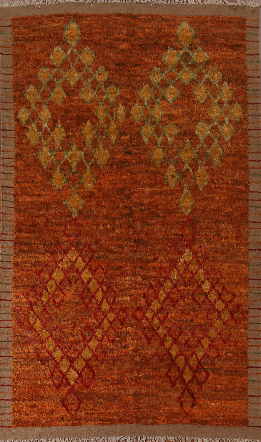 Orange Moroccan Berber Wool Area Rug 7x11