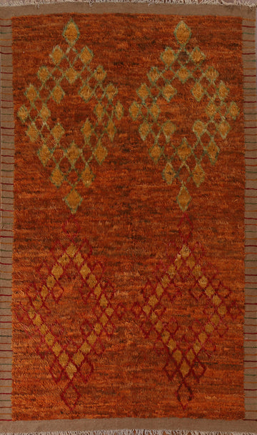 Orange Moroccan Berber Wool Area Rug 7x11