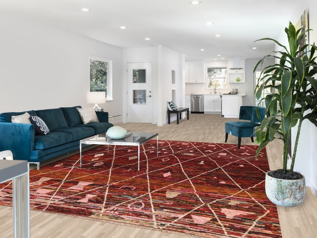 Trellis Wool Moroccan Area Rug 9x11