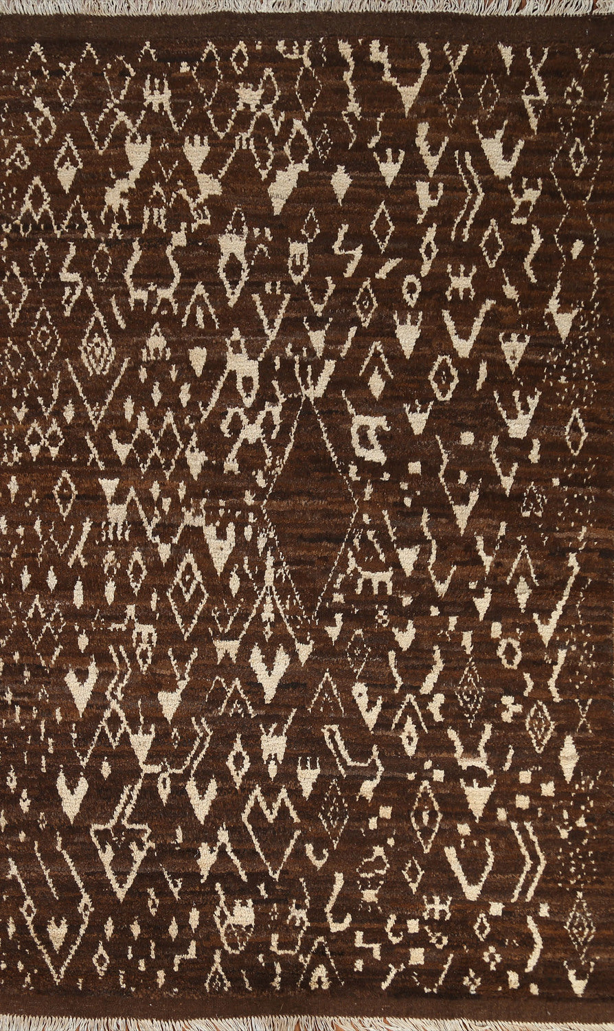Brown Wool Moroccan Area Rug 5x8