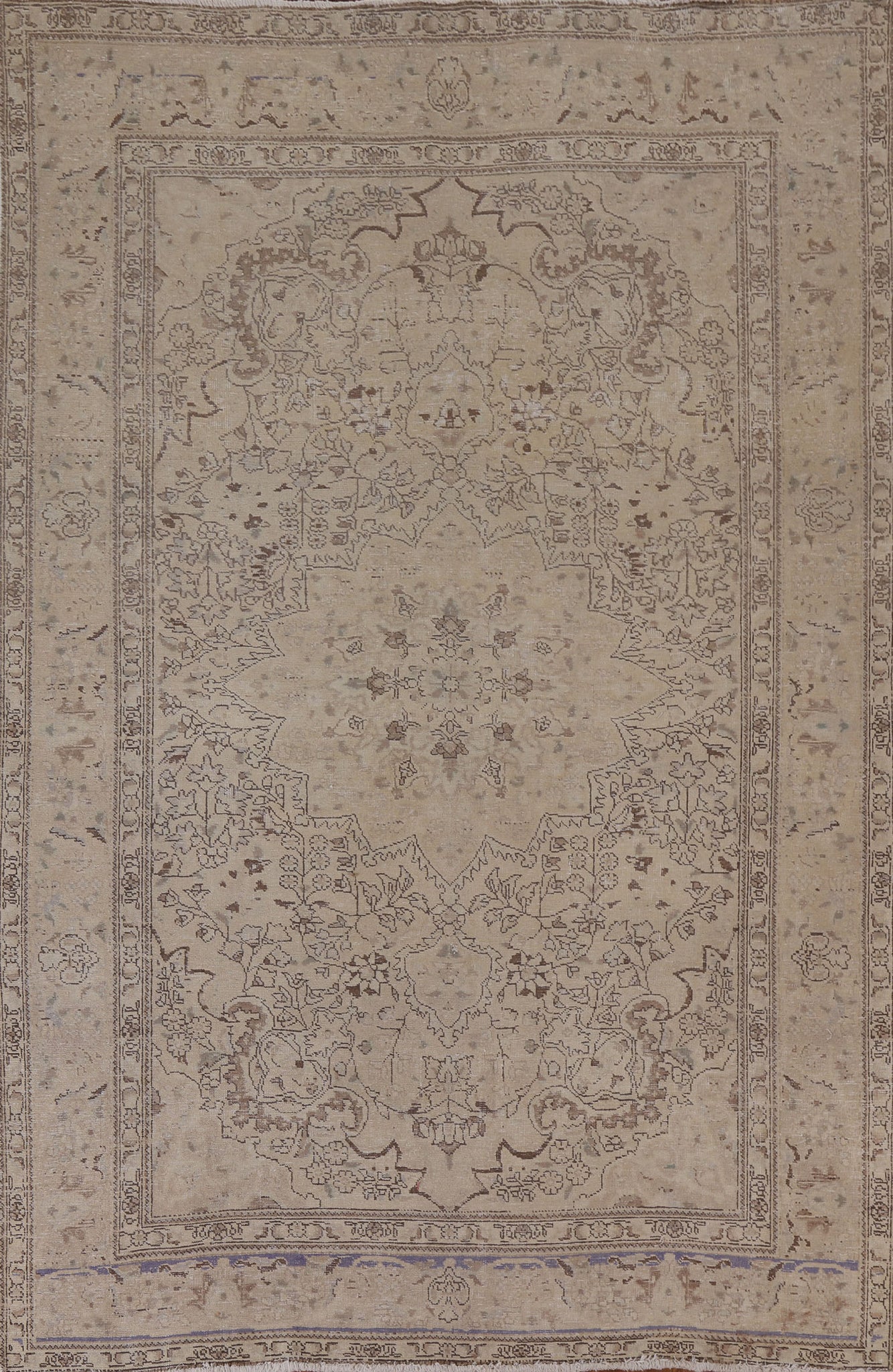 Distressed Muted Tabriz Persian Area Rug 7x10