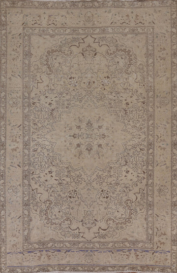 Distressed Muted Tabriz Persian Area Rug 7x10