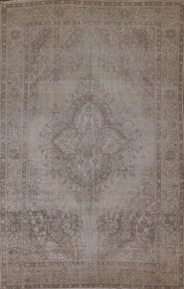 Distressed Wool Tabriz Persian Area Rug 7x10