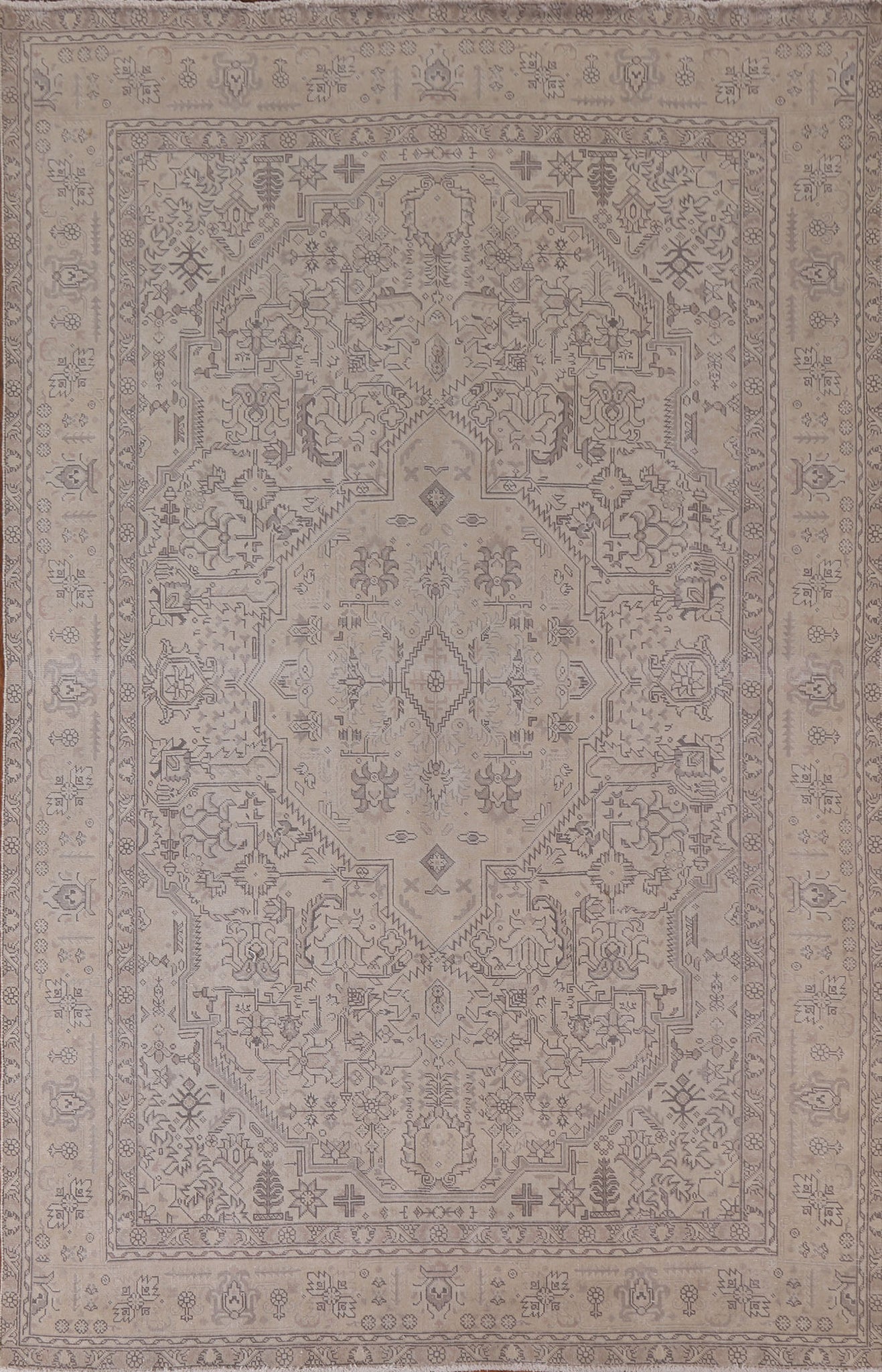 Distressed Muted Tabriz Persian Area Rug 6x9