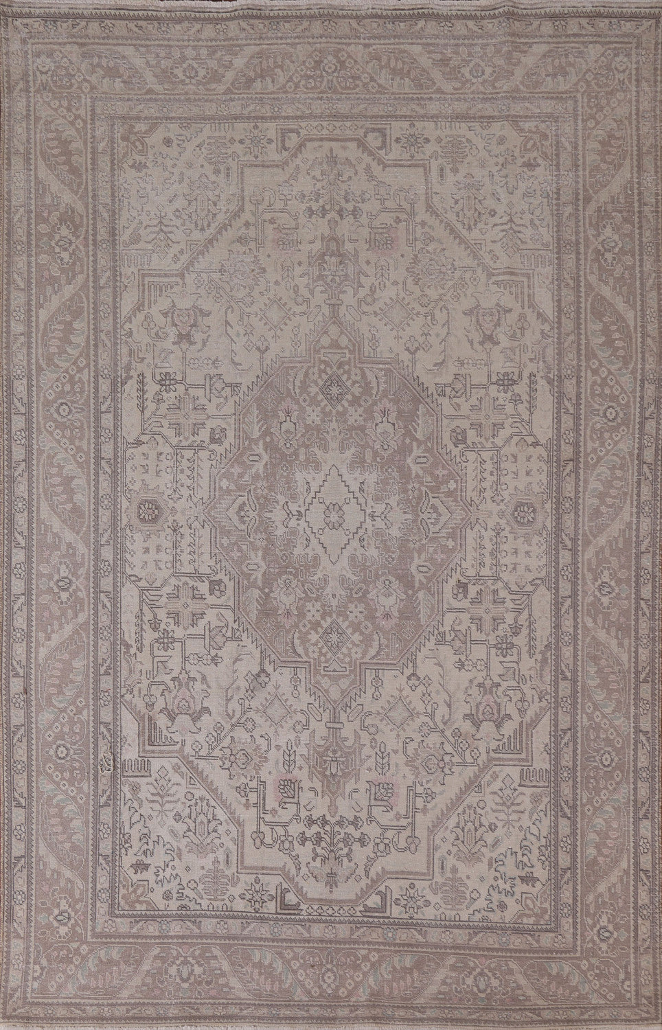Muted Distressed Tabriz Persian Area Rug 7x9
