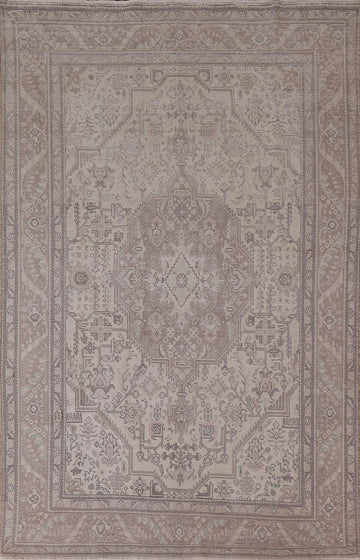 Muted Distressed Tabriz Persian Area Rug 7x9