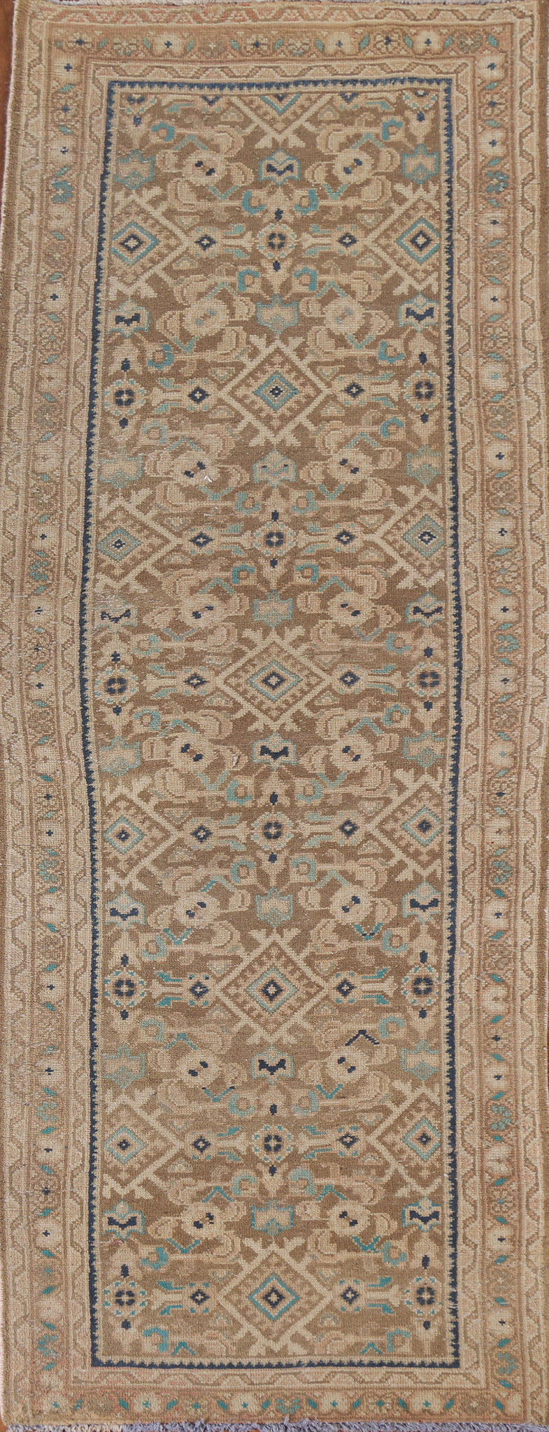 Geometric Mashad Persian Runner Rug 3x10