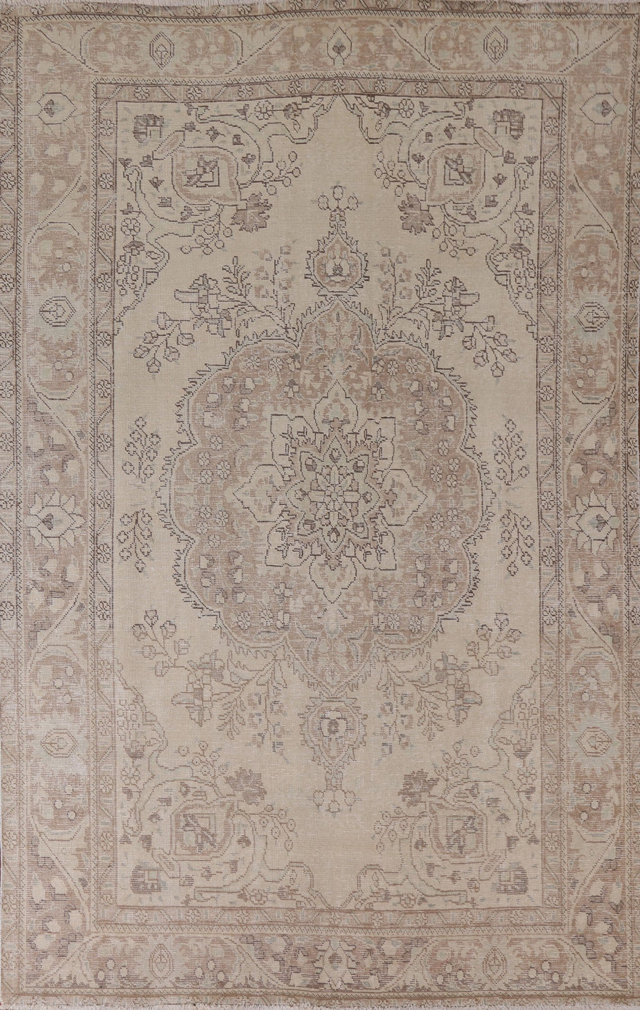 Muted Distressed Tabriz Persian Area Rug 6x10