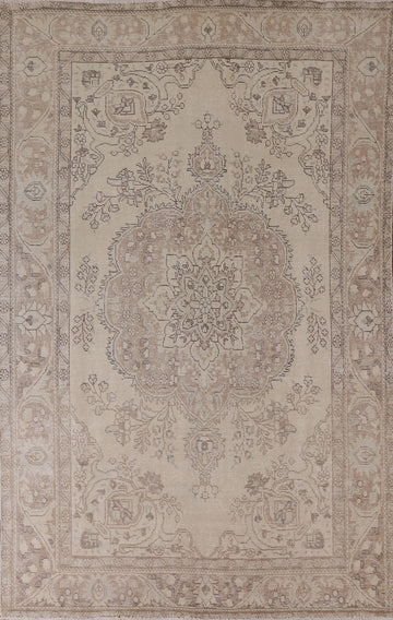 Muted Distressed Tabriz Persian Area Rug 6x10