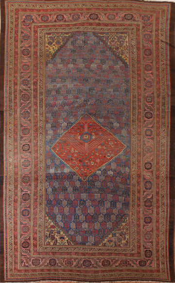 Pre-1900 Antique Heriz Bakhshayesh Vegetable Dye Persian Rug 10x15