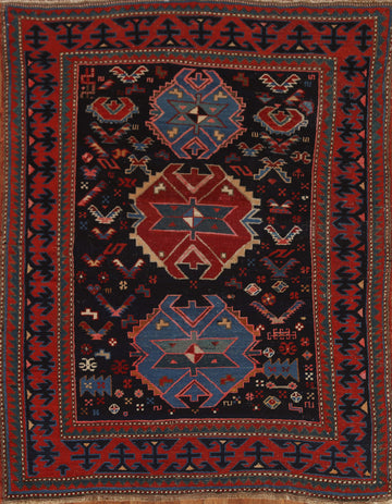 Pre-1900 Antique Caucasian Vegetable Dye Area Rug 4x6