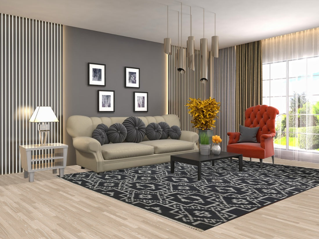 Geometric Gabbeh Black Area Rug 8x10