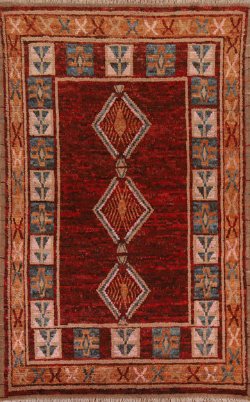 Red Wool Moroccan Oriental Area Rug 7x10