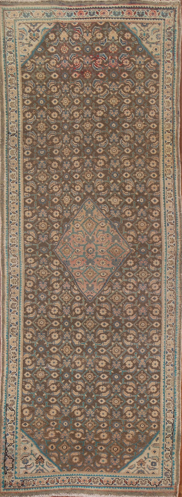 Vintage Brown Mahal Persian Runner Rug 3x10