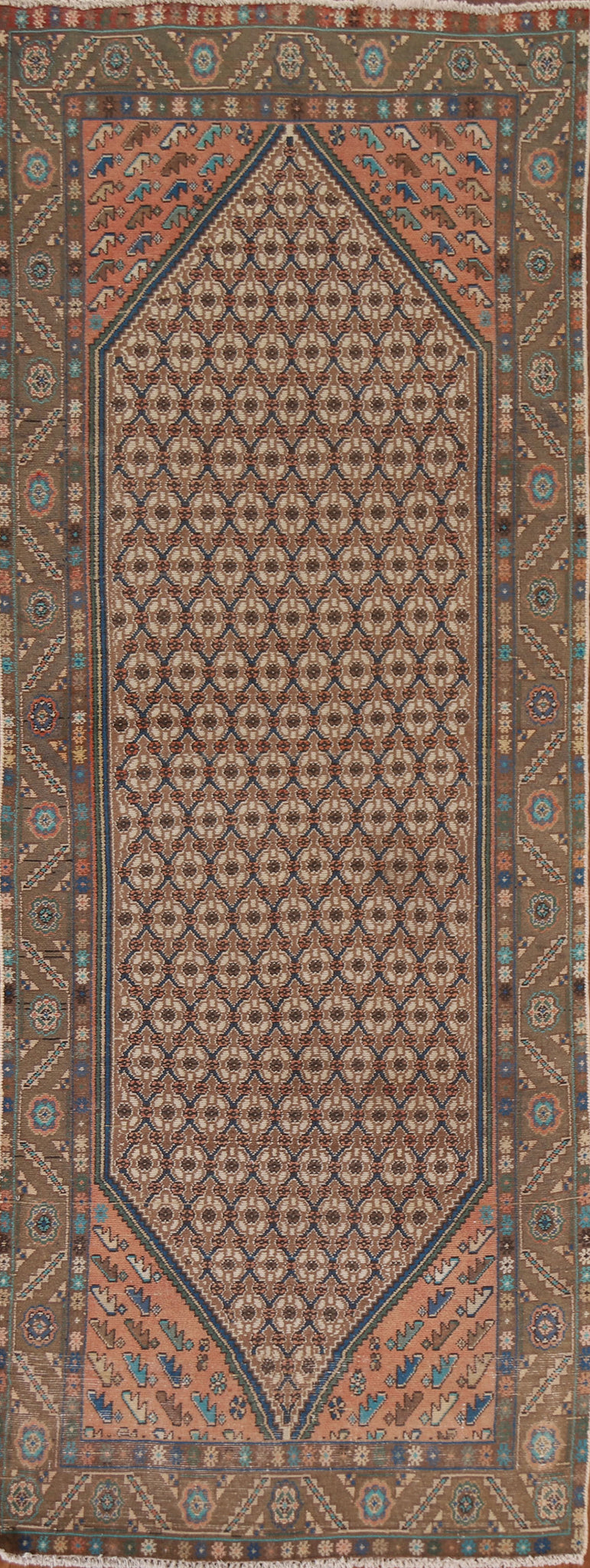 Geometric Koliaei Persian Runner Rug 3x9