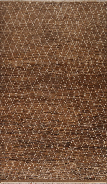 Brown Trellis Moroccan Area Rug 6x10