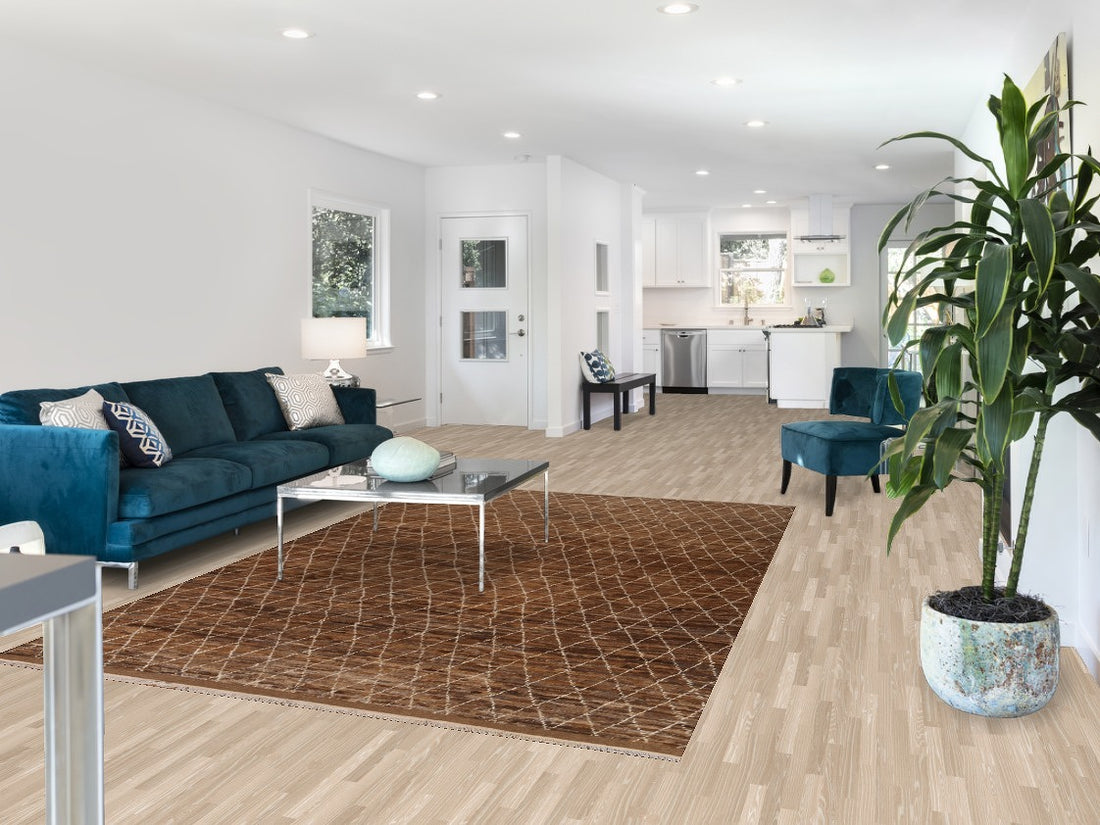 Brown Trellis Moroccan Area Rug 6x10