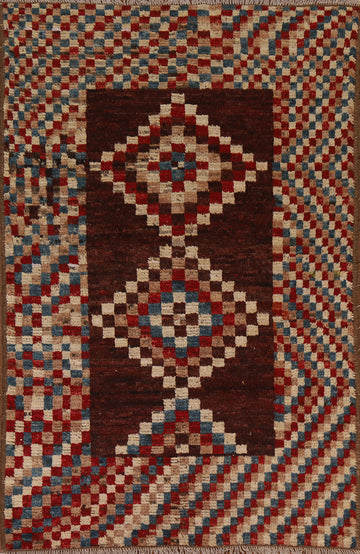 Checkered Moroccan Wool Area Rug 5x8