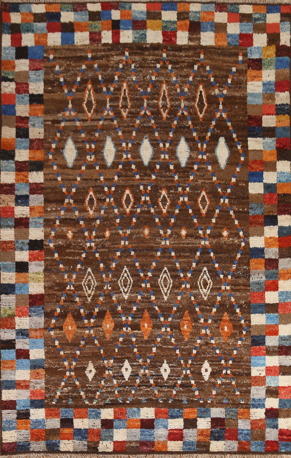 Checkered Moroccan Wool Area Rug 7x10