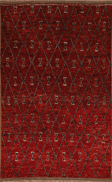 Red Trellis Moroccan Oriental Area Rug 5x8