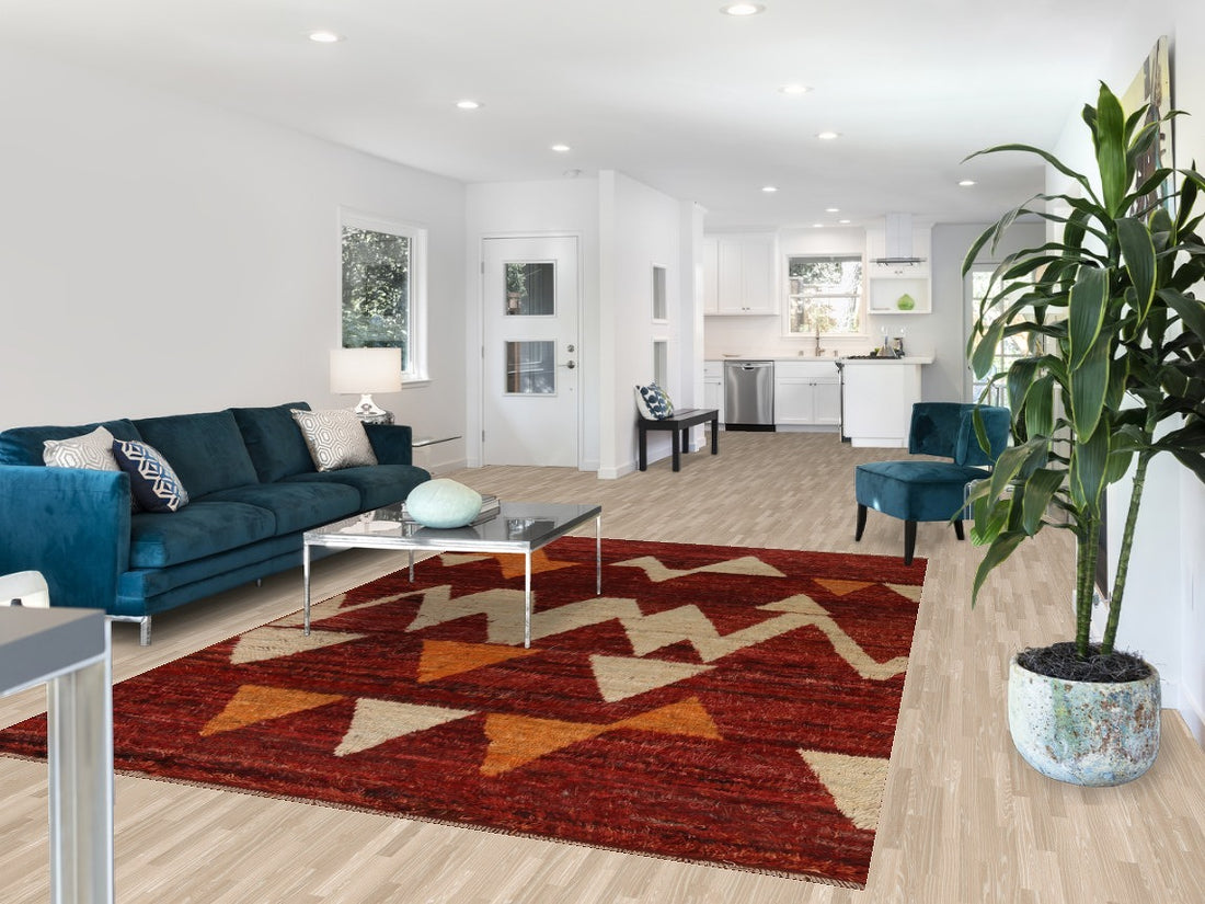 Red Geometric Moroccan Area Rug 7x10