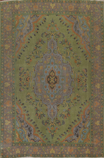 Over-Dyed Green Tabriz Persian Area Rug 8x11
