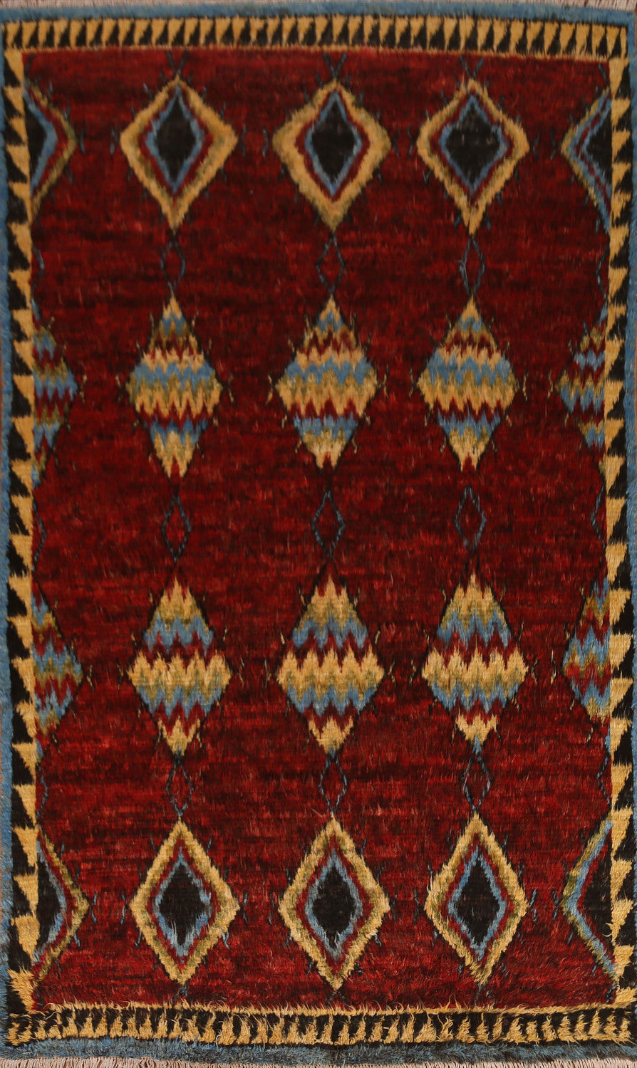 Red Wool Moroccan Oriental Area Rug 7x10