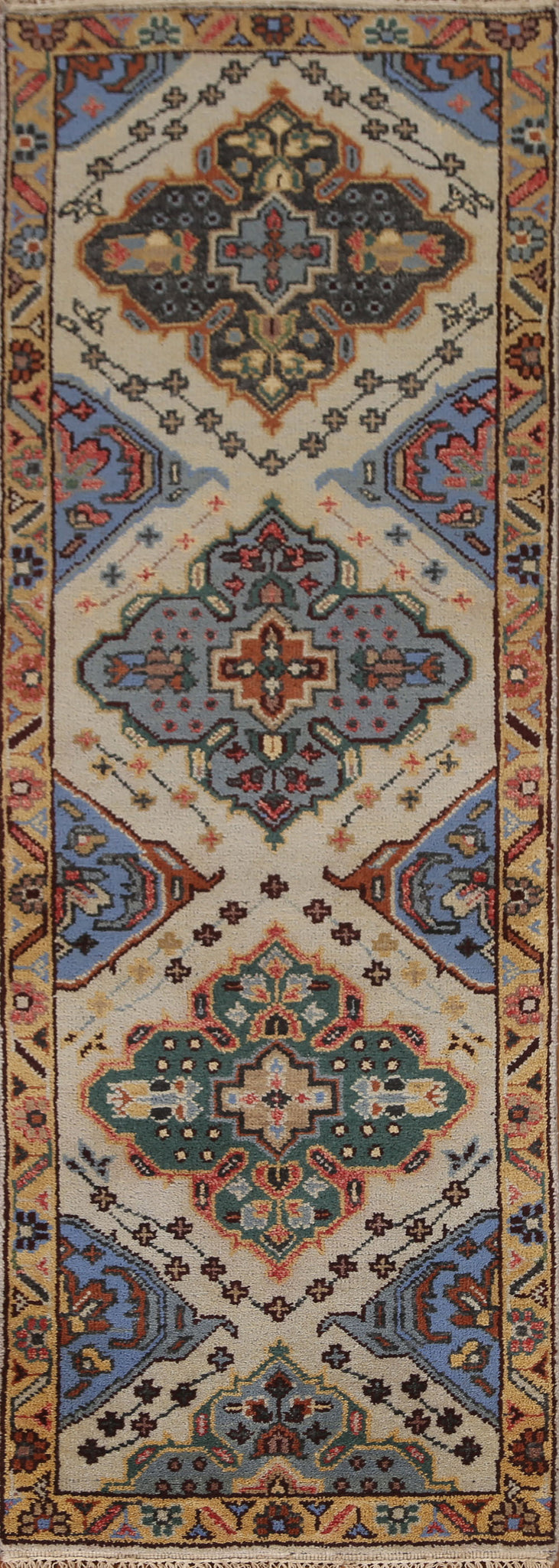 Geometric Heriz Serapi Runner Rug 3x8