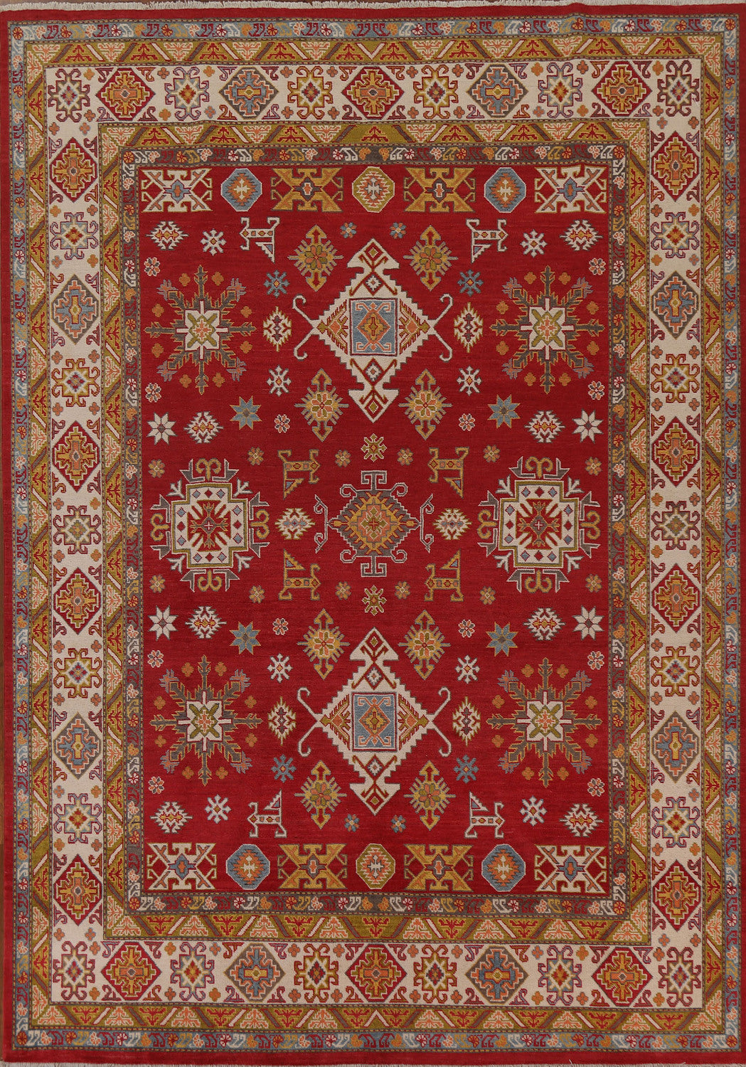 Vegetable Dye Kazak Red Wool Area Rug 8x10