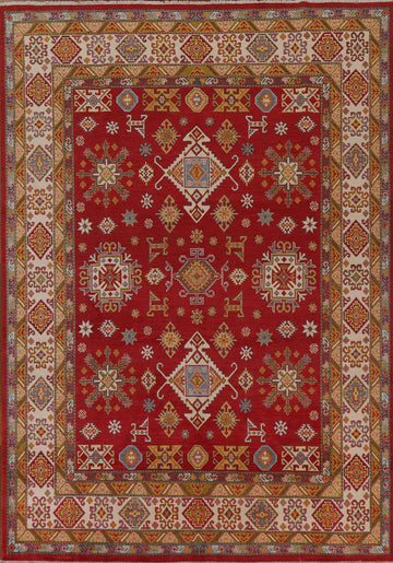 Vegetable Dye Kazak Red Wool Area Rug 8x10