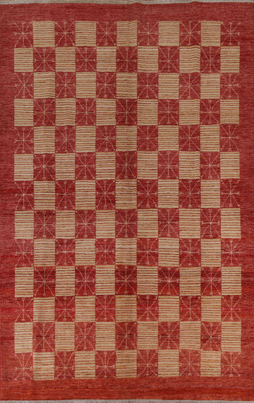 Checkered Gabbeh Kashkoli Oriental Area Rug 7x9