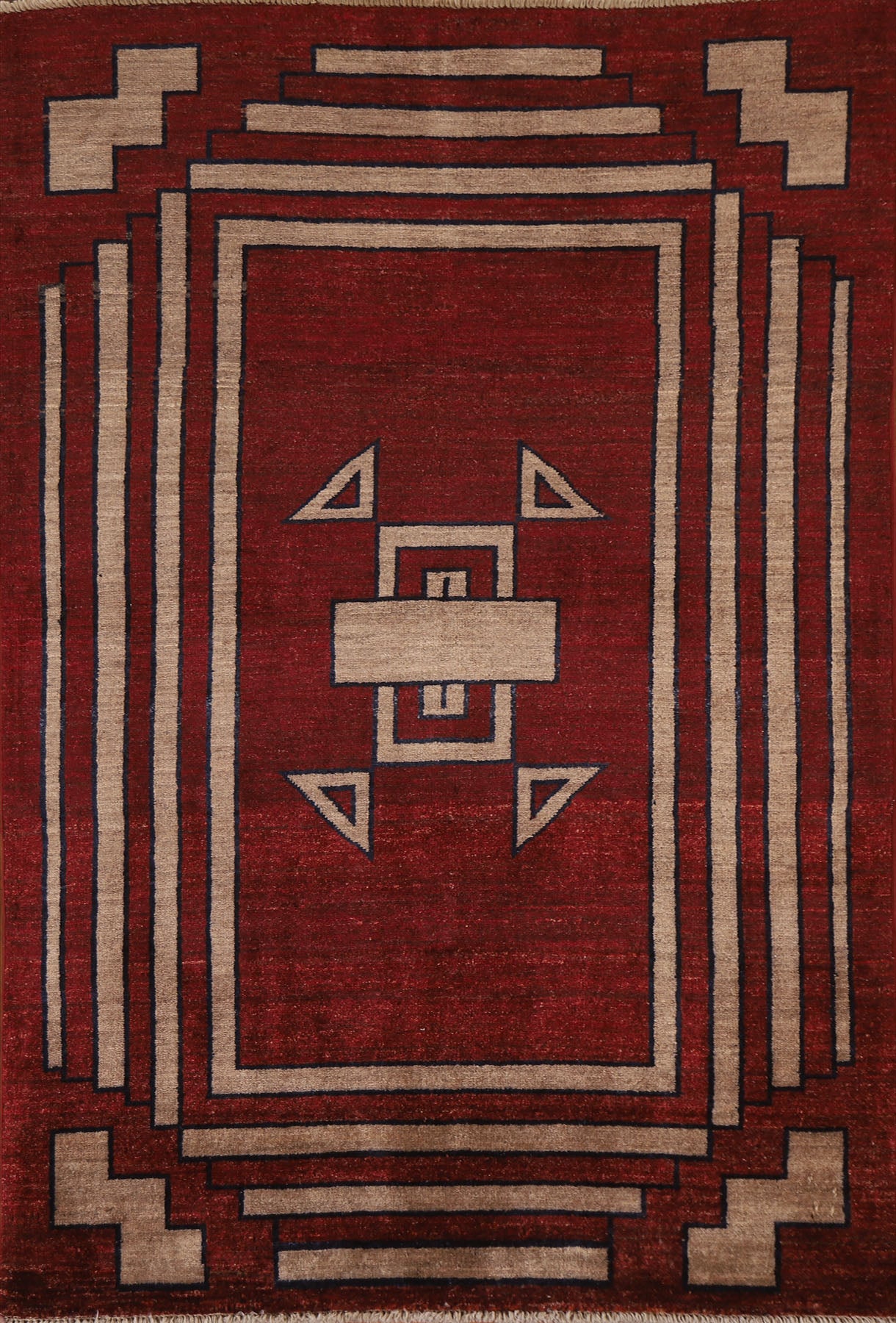 Red Gabbeh Kashkoli Geometric Area Rug 4x6