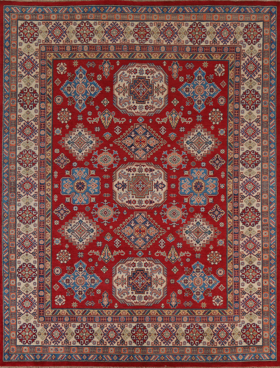 Geometric Kazak Vegetable Dye Area Rug 8x10