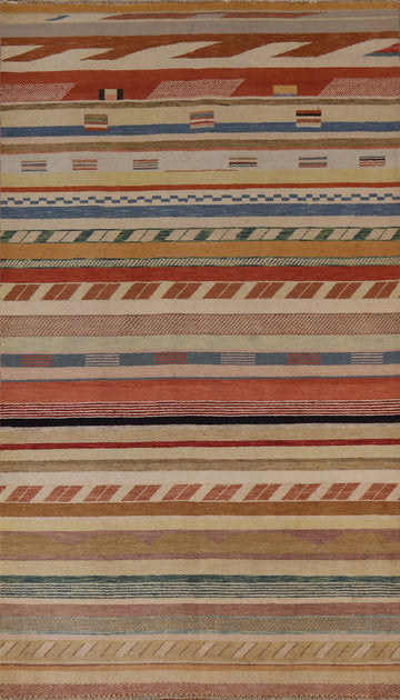 Striped Gabbeh Kashkoli Wool Area Rug 5x8