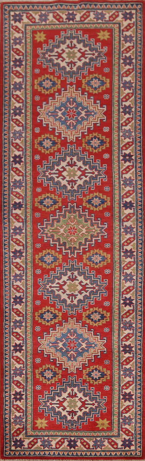 Hand-Knotted Kazak Pakistani Runner Rug 3x10