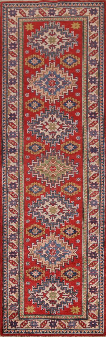 Hand-Knotted Kazak Pakistani Runner Rug 3x10