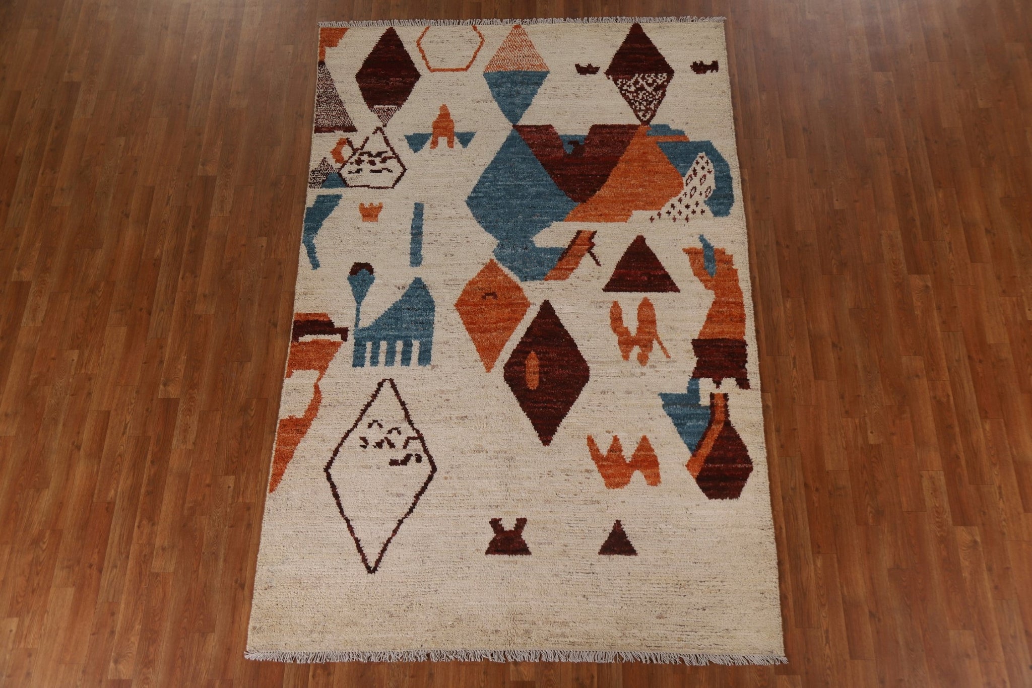 Geometric Moroccan Wool Area Rug 6x9