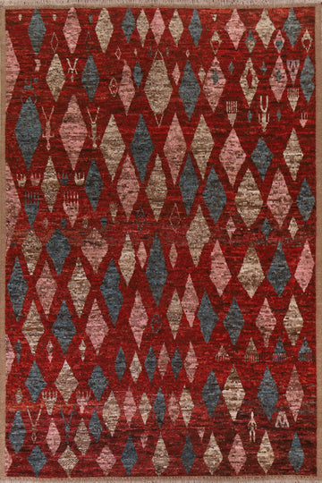 Red Moroccan Oriental Area Rug 9x12