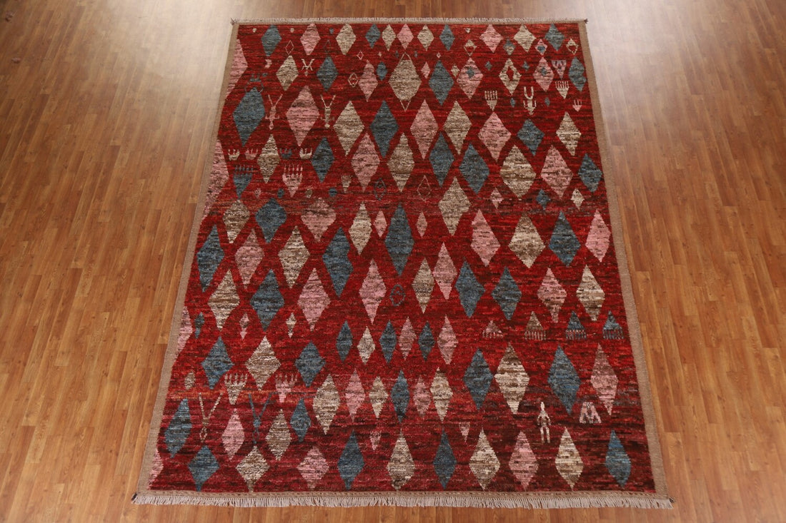 Red Moroccan Oriental Area Rug 9x12