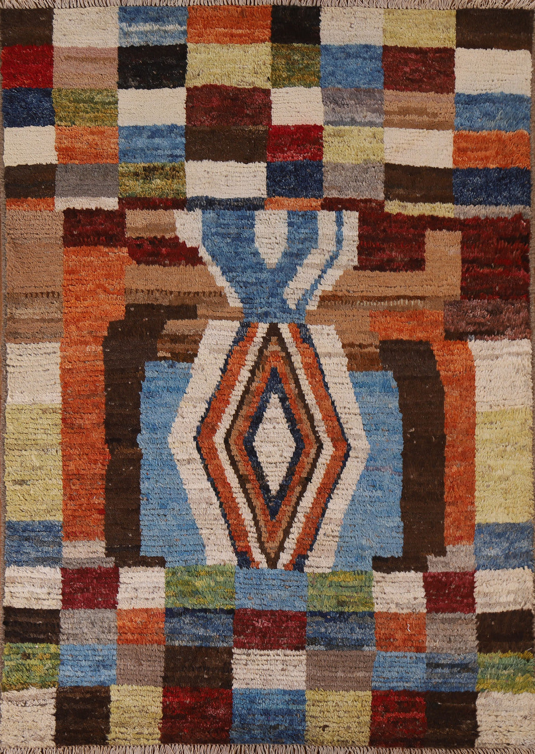 Checkered Moroccan Wool Area Rug 5x7