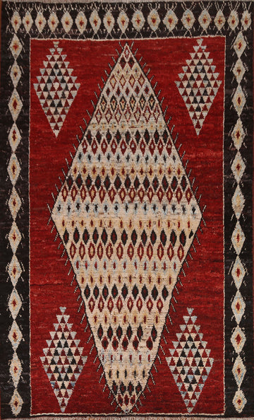 Geometric Moroccan Red Area Rug 7x10