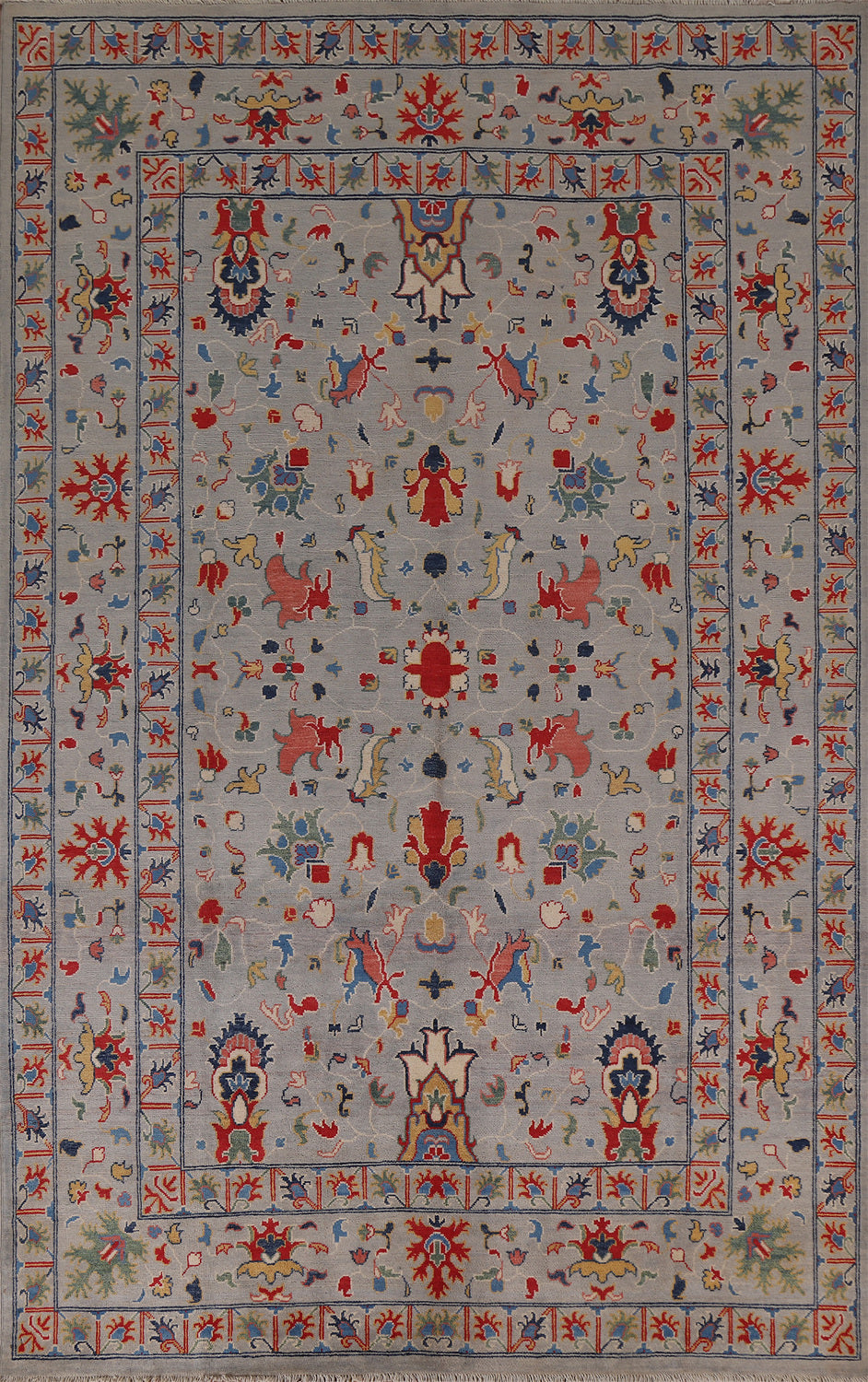 Gray Wool Kazak Handmade Area Rug 7x10