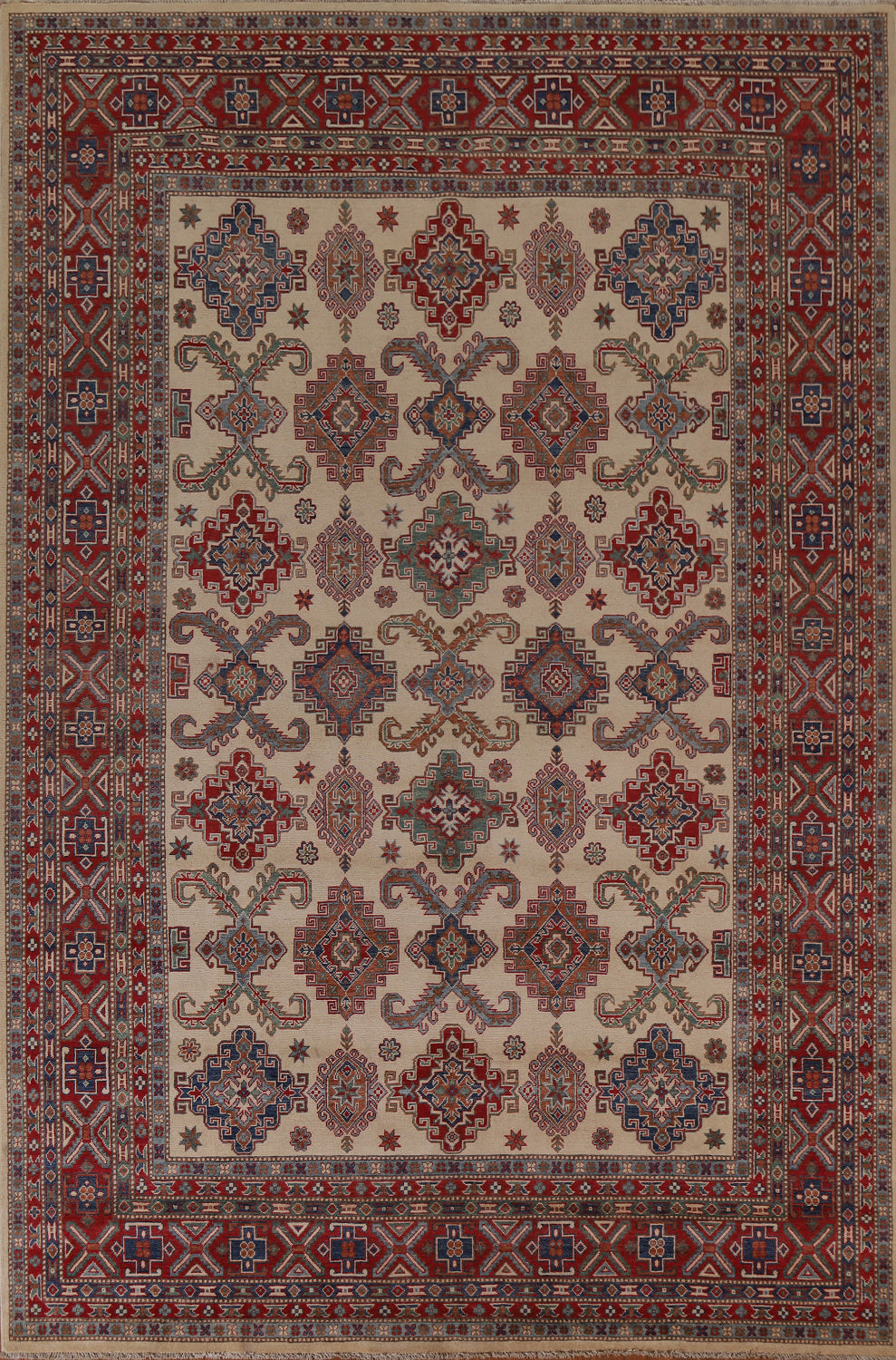 Ivory Kazak Geometric Area Rug 9x12