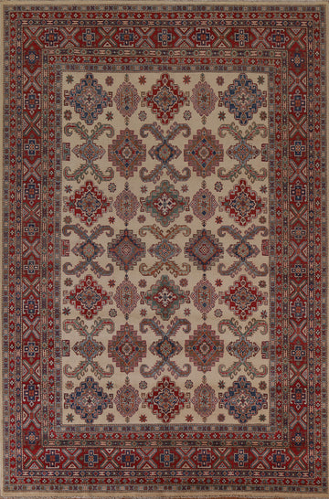 Ivory Kazak Geometric Area Rug 9x12