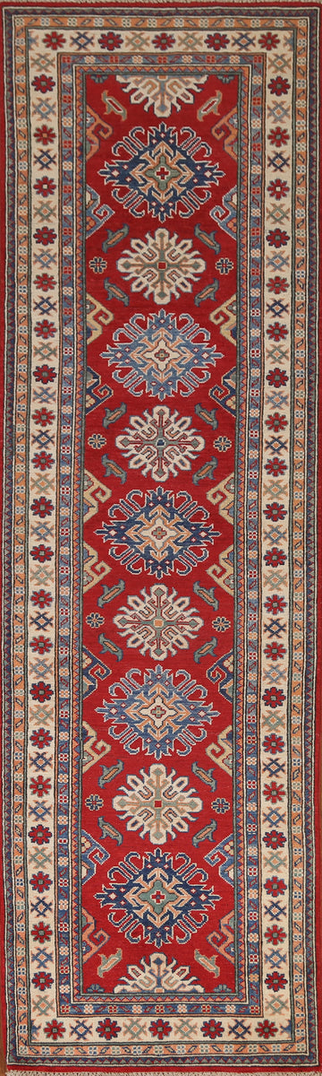 Red Wool Kazak Oriental Runner Rug 3x9